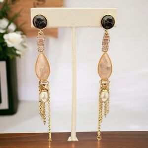 New Earrings Zaxie by Stephanie Taylor Howlite Rose Quartz Crystal Pearl 8E